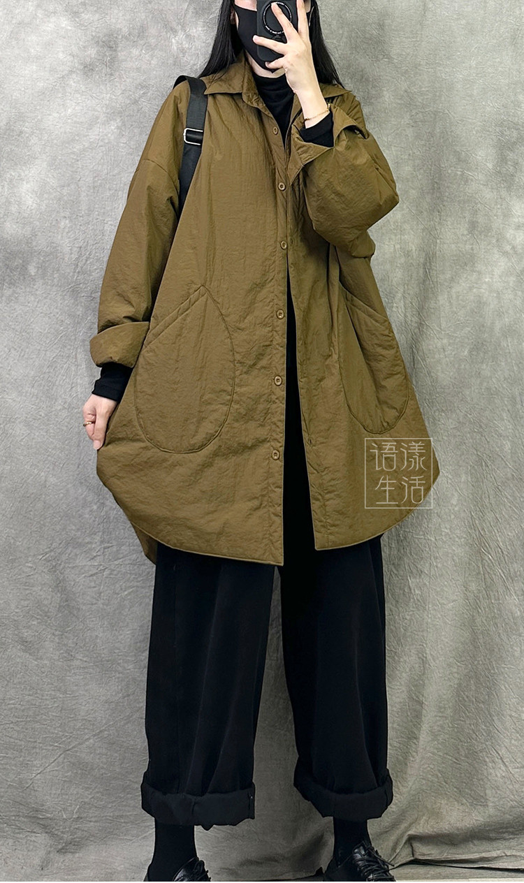 レトロなパーカーの綿入れ薄手の綿入れ女性