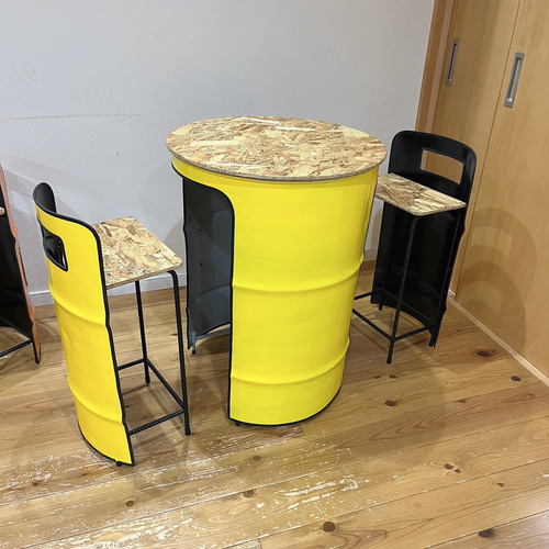 ドラム缶リメイクテーブル＆チェア ドラム缶リメイクテーブル&チェア フルセット