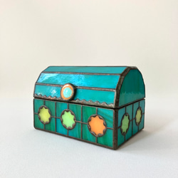 ステンドグラス　ジュエリーBOX ターコイズブルー 1枚目の画像