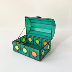 ステンドグラス　ジュエリーBOX ターコイズブルー 3枚目の画像