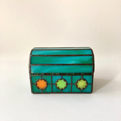 ステンドグラス　ジュエリーBOX ターコイズブルー 6枚目の画像