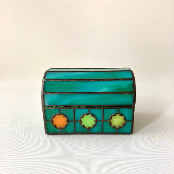 ステンドグラス　ジュエリーBOX ターコイズブルー 6枚目の画像