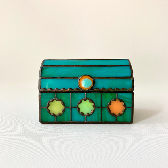 ステンドグラス　ジュエリーBOX ターコイズブルー 2枚目の画像