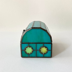 ステンドグラス　ジュエリーBOX ターコイズブルー 4枚目の画像