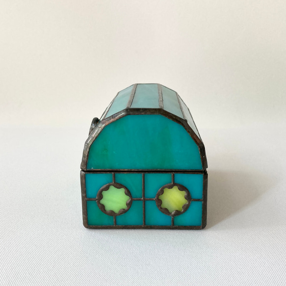 ステンドグラス　ジュエリーBOX ターコイズブルー 4枚目の画像