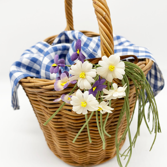 Blue gingham basket ブルーギンガムバスケット 4枚目の画像