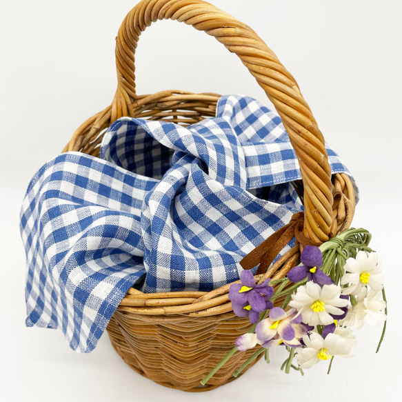 Blue gingham basket ブルーギンガムバスケット 3枚目の画像