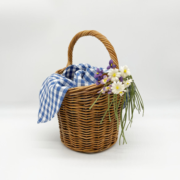 Blue gingham basket ブルーギンガムバスケット 2枚目の画像