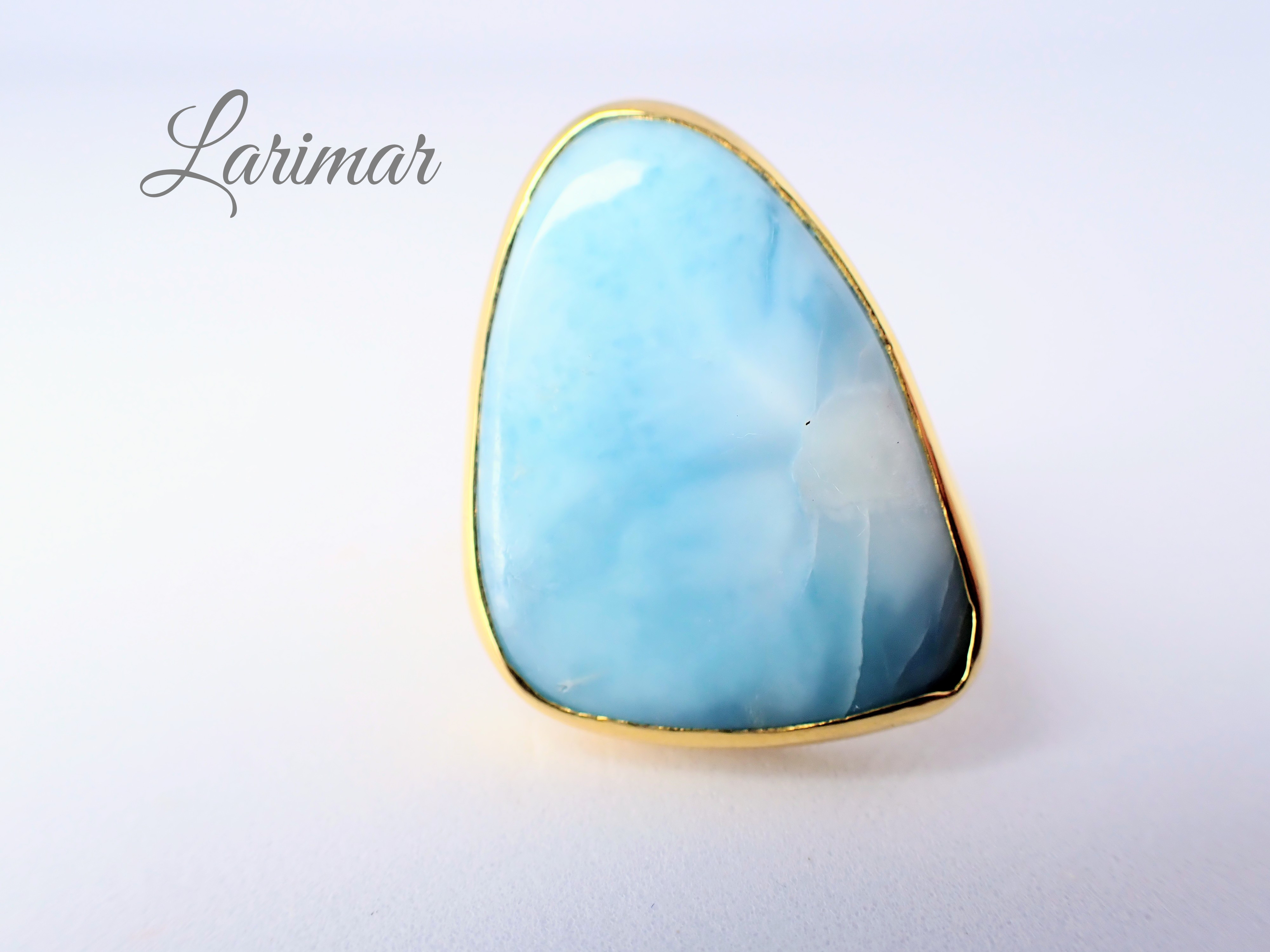 最新作◆カリブの宝石「ラリマー」の世界でひとつの天然石リング