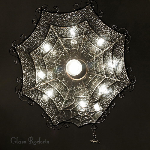 蜘蛛の巣ランプ ステンドグラス 照明 ペンダント クモ