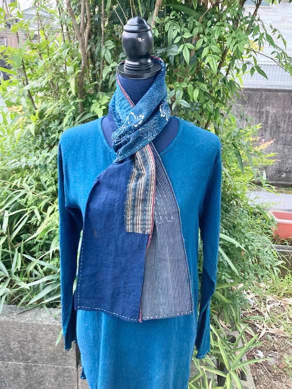 964 襤褸 ストール 古布 リメイク 藍染 藍染め パッチワーク