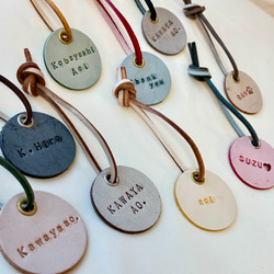 レザー キーホルダー 長方形タイプ☆刻印可☆ヌメ革 本革 レザー