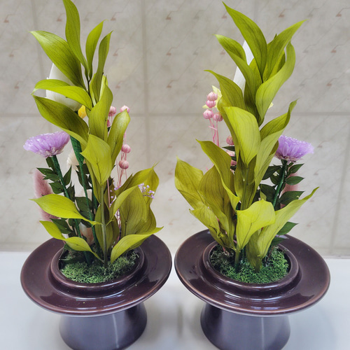 プリザーブドフラワー 仏花 ガラスドーム大 対 豪華 御供