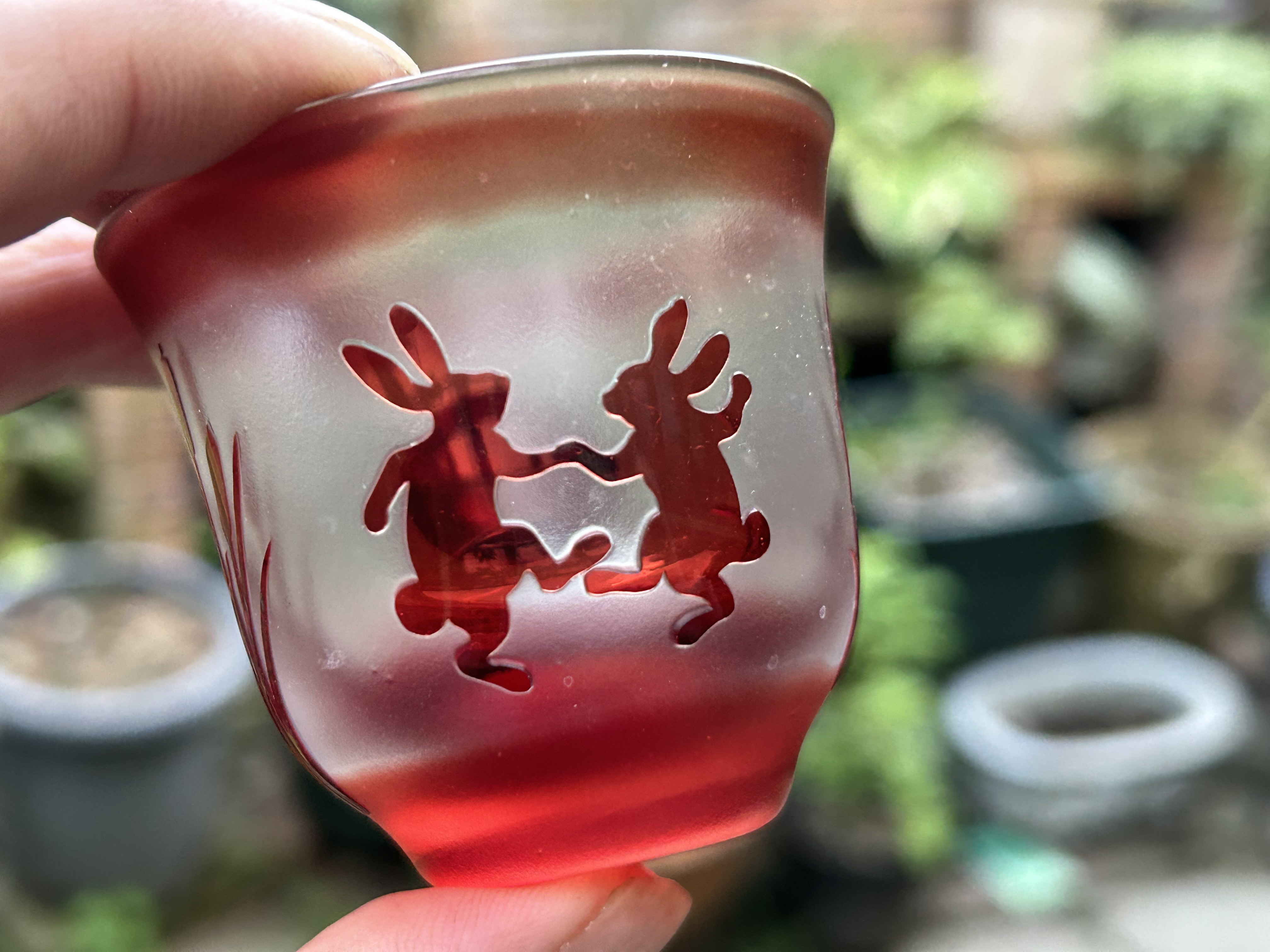 うさぎのお月見（お猪口　サンドブラスト）