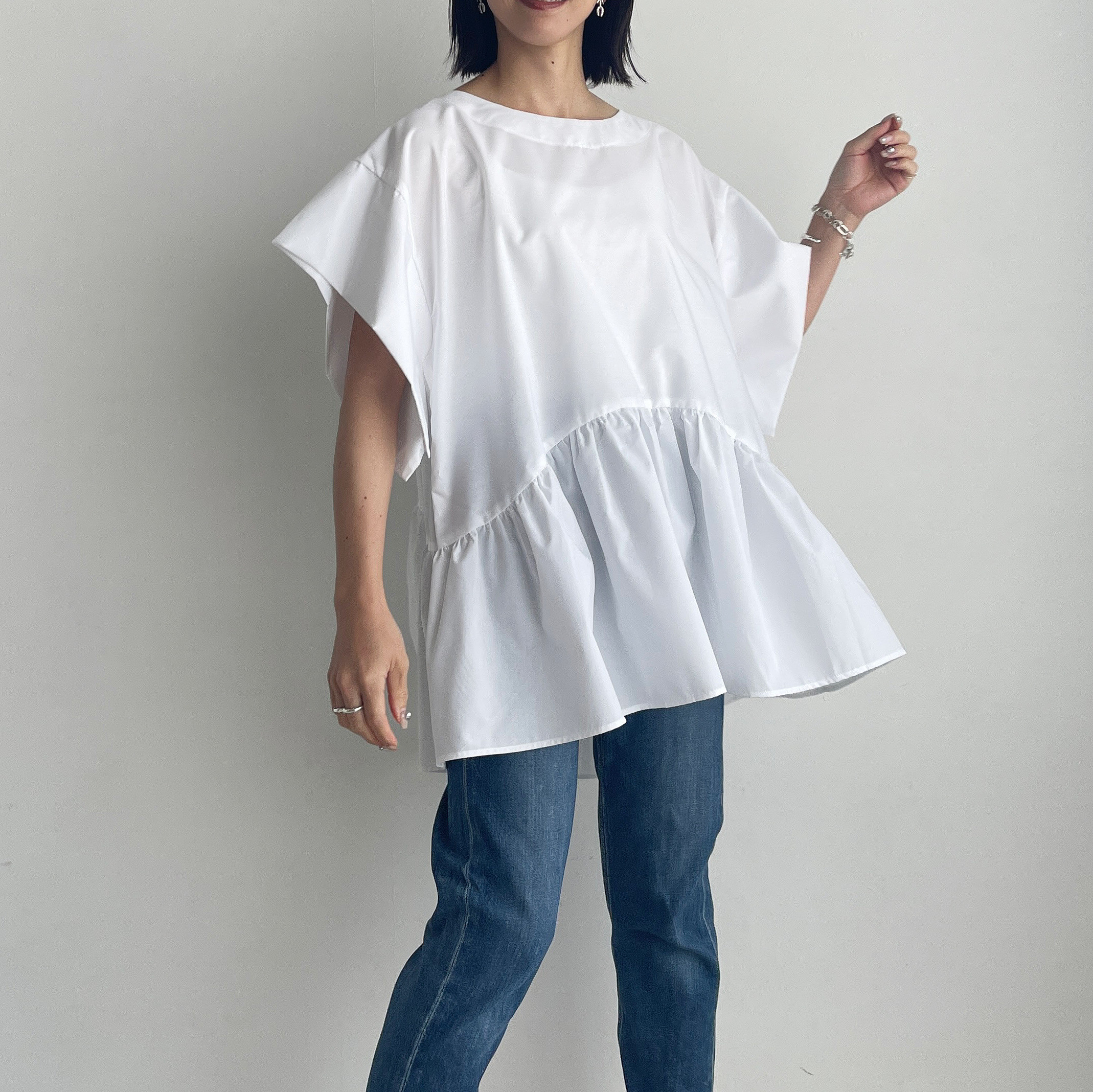 スクエアスリーブチュニック(white)