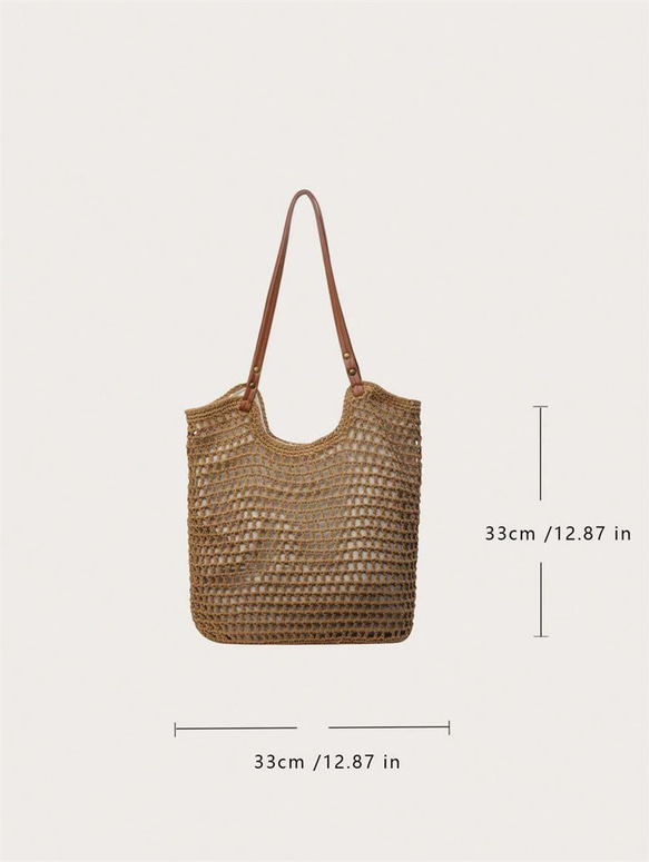 新入荷 中空 トートバッグ レディース 大容量 ストロー 編み ハンドバッグ ショルダーバッグ ヴィンテージ トラベル 5枚目の画像
