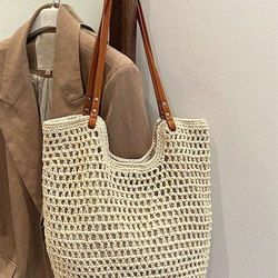 新入荷 中空 トートバッグ レディース 大容量 ストロー 編み ハンドバッグ ショルダーバッグ ヴィンテージ トラベル 11枚目の画像