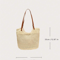 新入荷 中空 トートバッグ レディース 大容量 ストロー 編み ハンドバッグ ショルダーバッグ ヴィンテージ トラベル 15枚目の画像