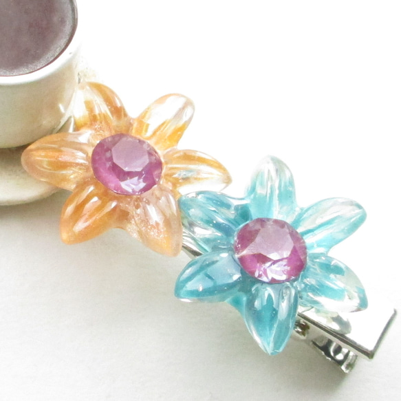 もうそろそろ秋の子ども達の祭典が始まるから、クォーツもキラキラ光りだす♪<創作ヘアクリップ>HC109 2枚目の画像