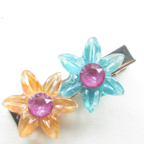 もうそろそろ秋の子ども達の祭典が始まるから、クォーツもキラキラ光りだす♪<創作ヘアクリップ>HC109 3枚目の画像