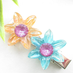 もうそろそろ秋の子ども達の祭典が始まるから、クォーツもキラキラ光りだす♪<創作ヘアクリップ>HC109 1枚目の画像