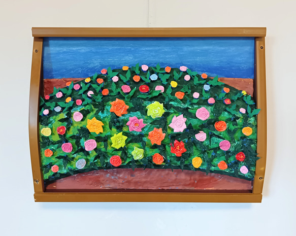 現代アート「芍薬の花壇」（未来絵画） 未来アート「芍薬の花壇」（クレイ絵画） 絵画 山川工房、フェル