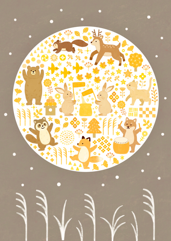 お月見ポストカード　3枚セット 3枚目の画像