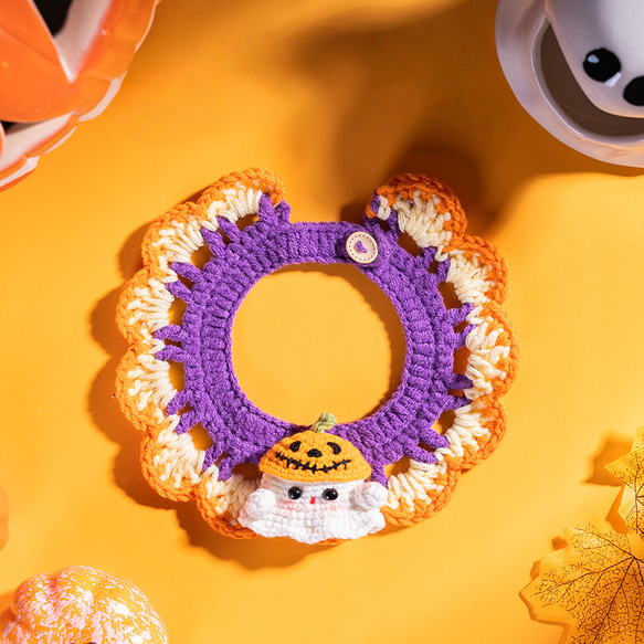 蒼、ハロウィン、ストライプアリス(ブラック)わんちゃん猫ちゃん用襟付き首輪 蒼、ハロウィン、ストライプアリス(ブラック)わんちゃん猫ちゃん用襟