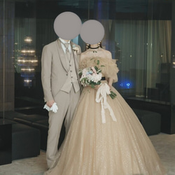 ウエディングドレス.白.Aライン.サテン.刺繍.オフショル.リボン.Y2441