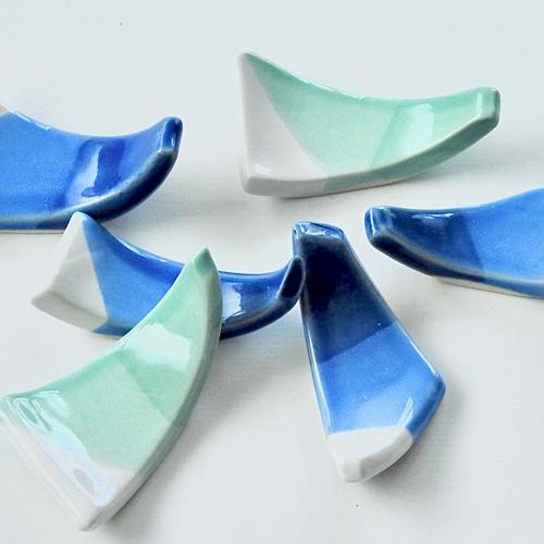 未使用 和風陶器箸置き 30個セット 青光 箸置き和風