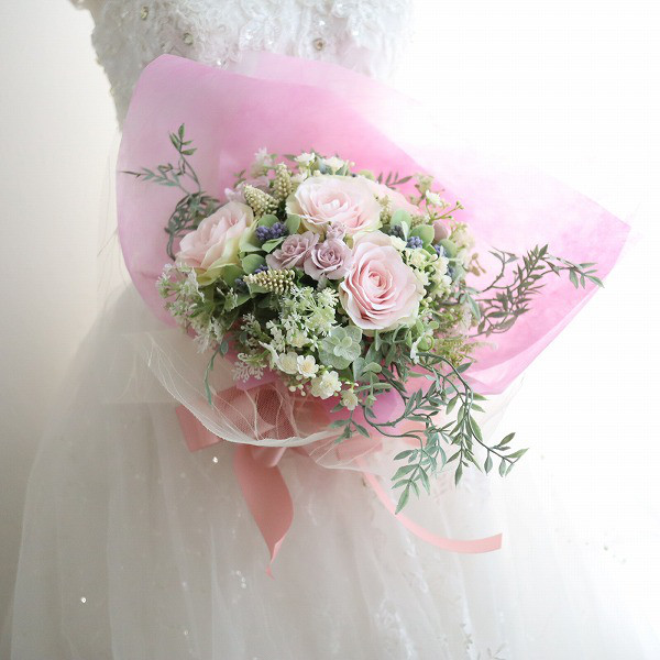 *受注制作*　想いを込めて贈る花束　ベビーピンク　造花　送別　お祝い　606