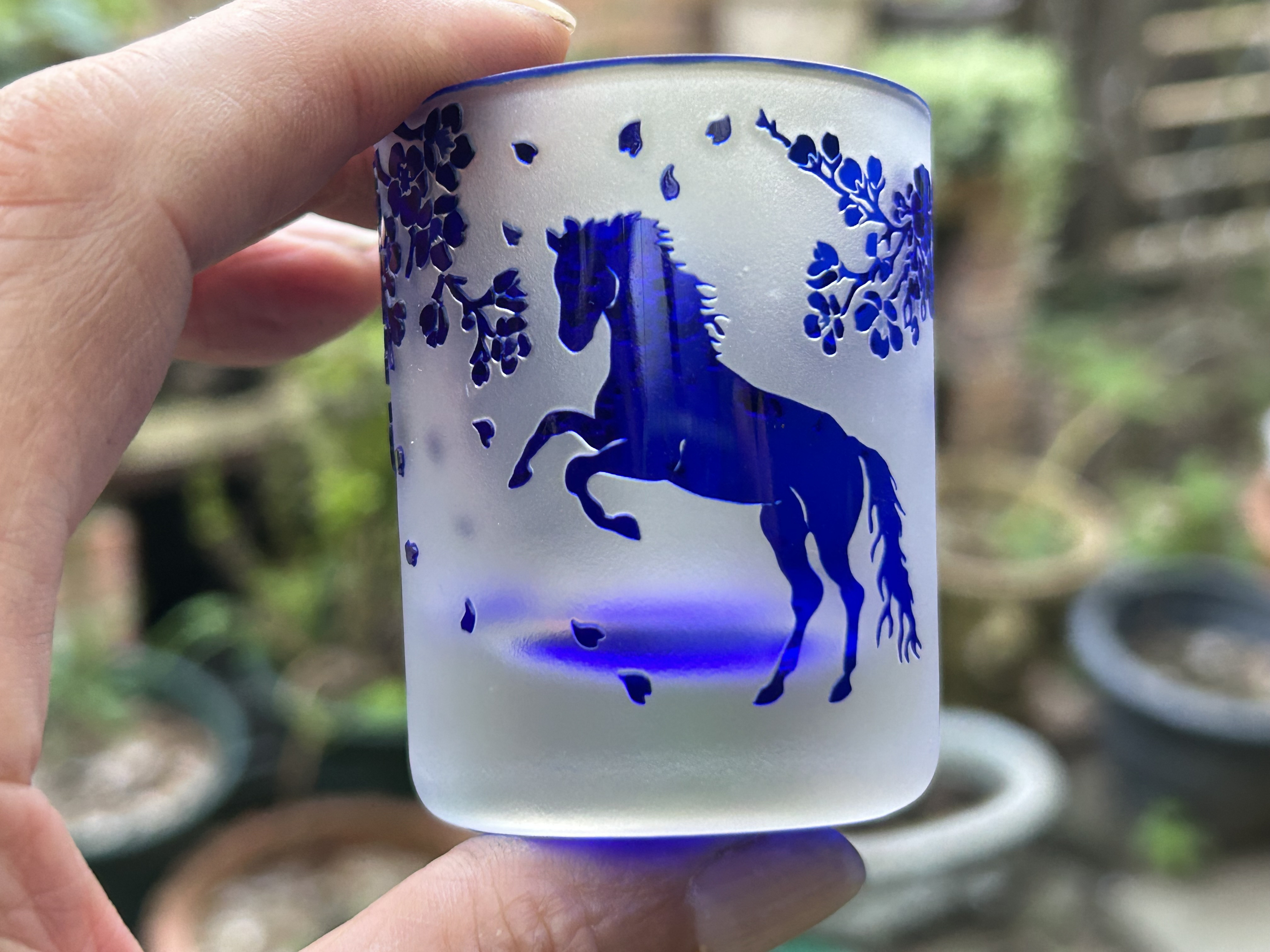 馬と爛漫おちょこ　サンドブラスト