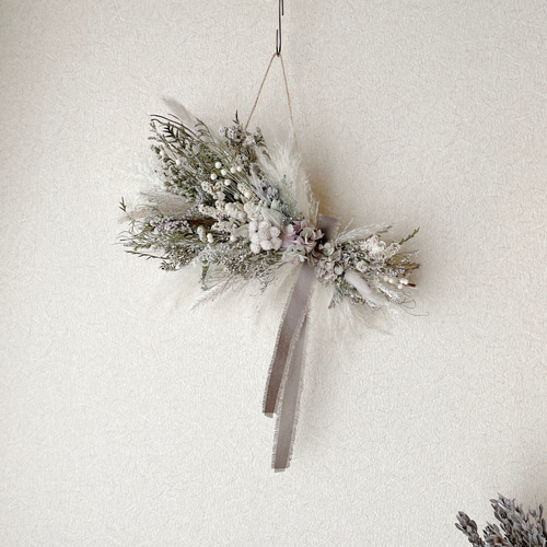 横向きスワッグ ナチュラル ドライフラワー 横長スワッグ