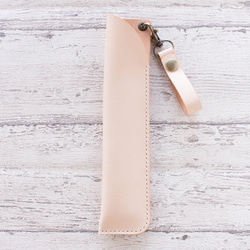 本革　扇子入れ　ベルトホルダー付き　生成り 12枚目の画像