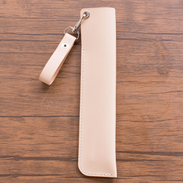 本革　扇子入れ　ベルトホルダー付き　生成り 11枚目の画像