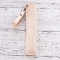 本革　扇子入れ　ベルトホルダー付き　生成り 14枚目の画像