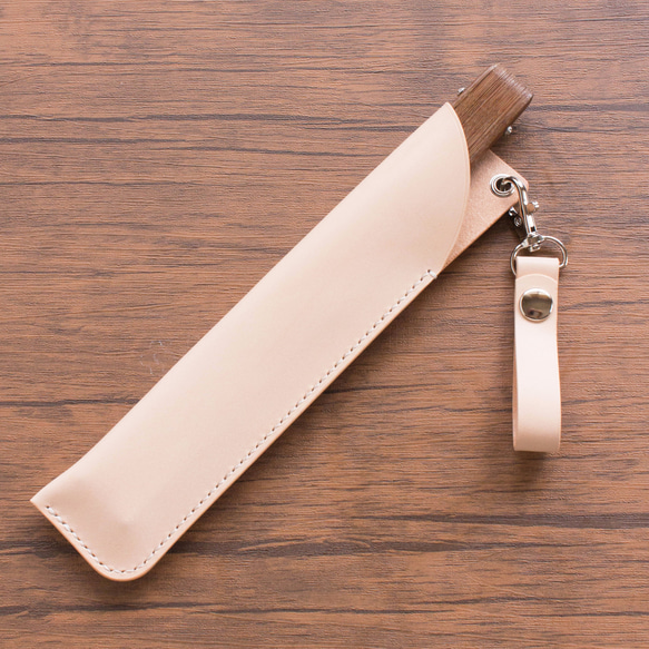 本革　扇子入れ　ベルトホルダー付き　生成り 4枚目の画像