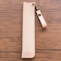 本革　扇子入れ　ベルトホルダー付き　生成り 9枚目の画像