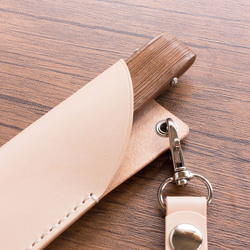 本革　扇子入れ　ベルトホルダー付き　生成り 2枚目の画像