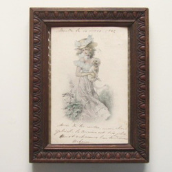 『貴婦人と犬』CARTE POSTALE フランスアンティークポストカード 1枚目の画像