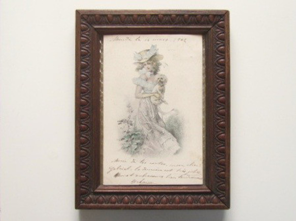 貴婦人と犬』CARTE POSTALE フランスアンティークポストカード