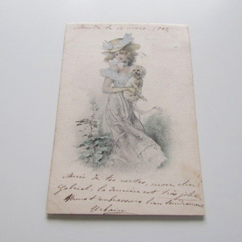 お取り置きフランスアンティークポストカード　エレンちゃんとママ お取り置きフランスアンティークポストカード エレンちゃんと