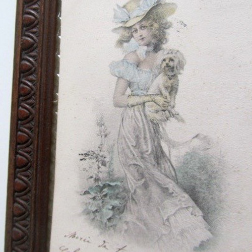 貴婦人と犬』CARTE POSTALE フランスアンティークポストカード