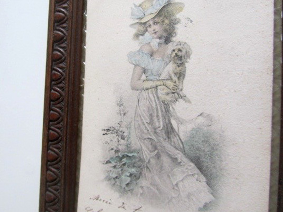 『貴婦人と犬』CARTE POSTALE フランスアンティークポストカード 4枚目の画像