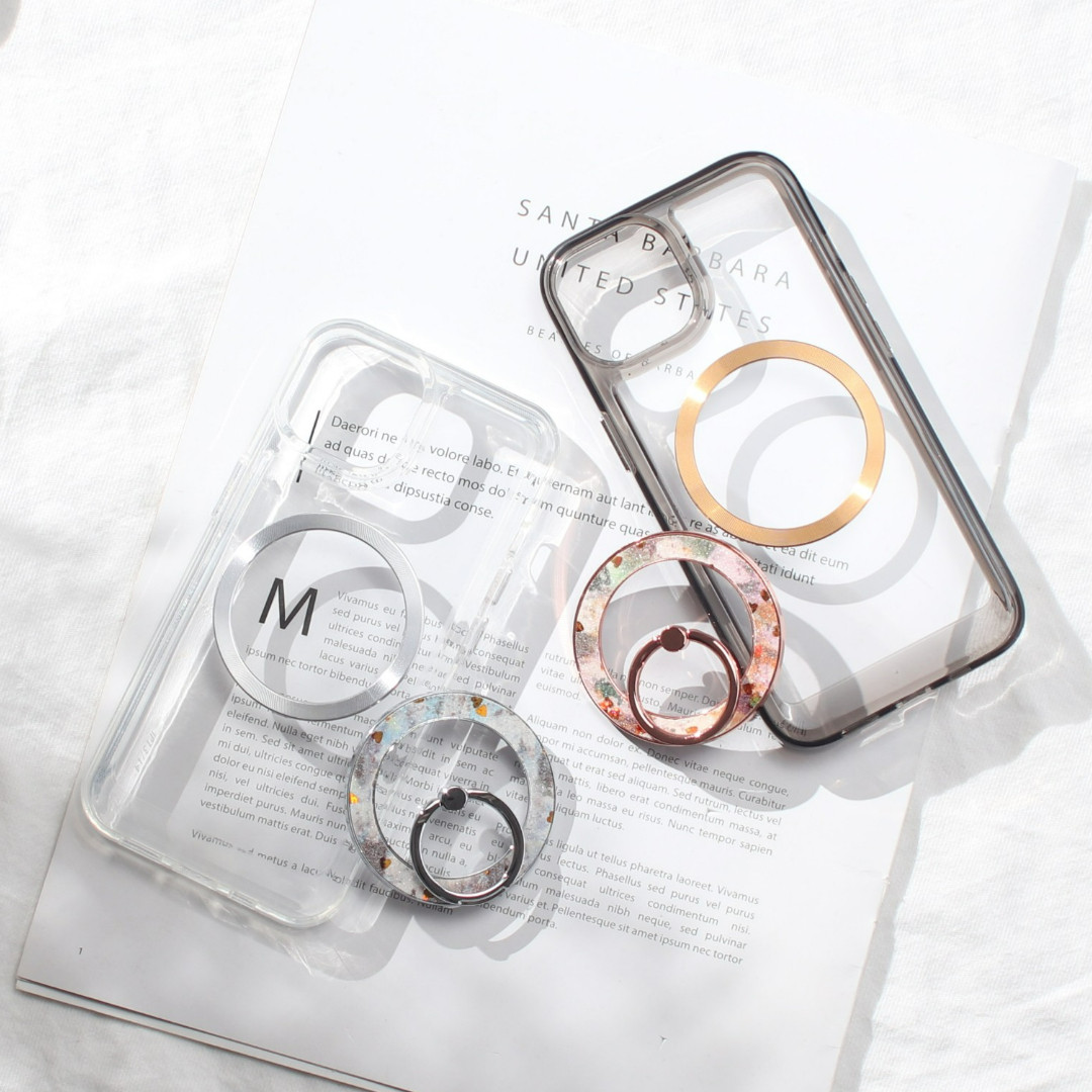 iPhoneケース クリア マグセーフ リング付き マグネット 大人可愛い 韓国 おしゃれ スマホケース 花柄 きらきら