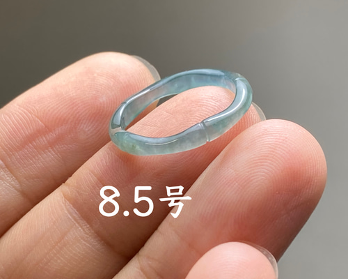 L13-124 ピンキーリング 高氷種 青緑色 8.5号 本翡翠 リング