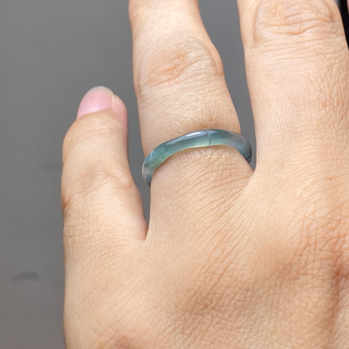 L13-124 ピンキーリング 高氷種 青緑色 8.5号 本翡翠 リング