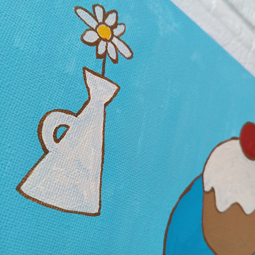 原画 絵画『カフェ』アクリル絵 キャンバスサイズF3 アート コーヒーと
