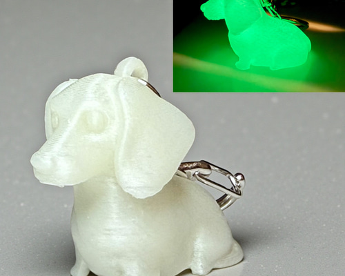 SALE中】ダックスフンド mini3D蓄光（夜光）キーホルダー 半透明蓄光