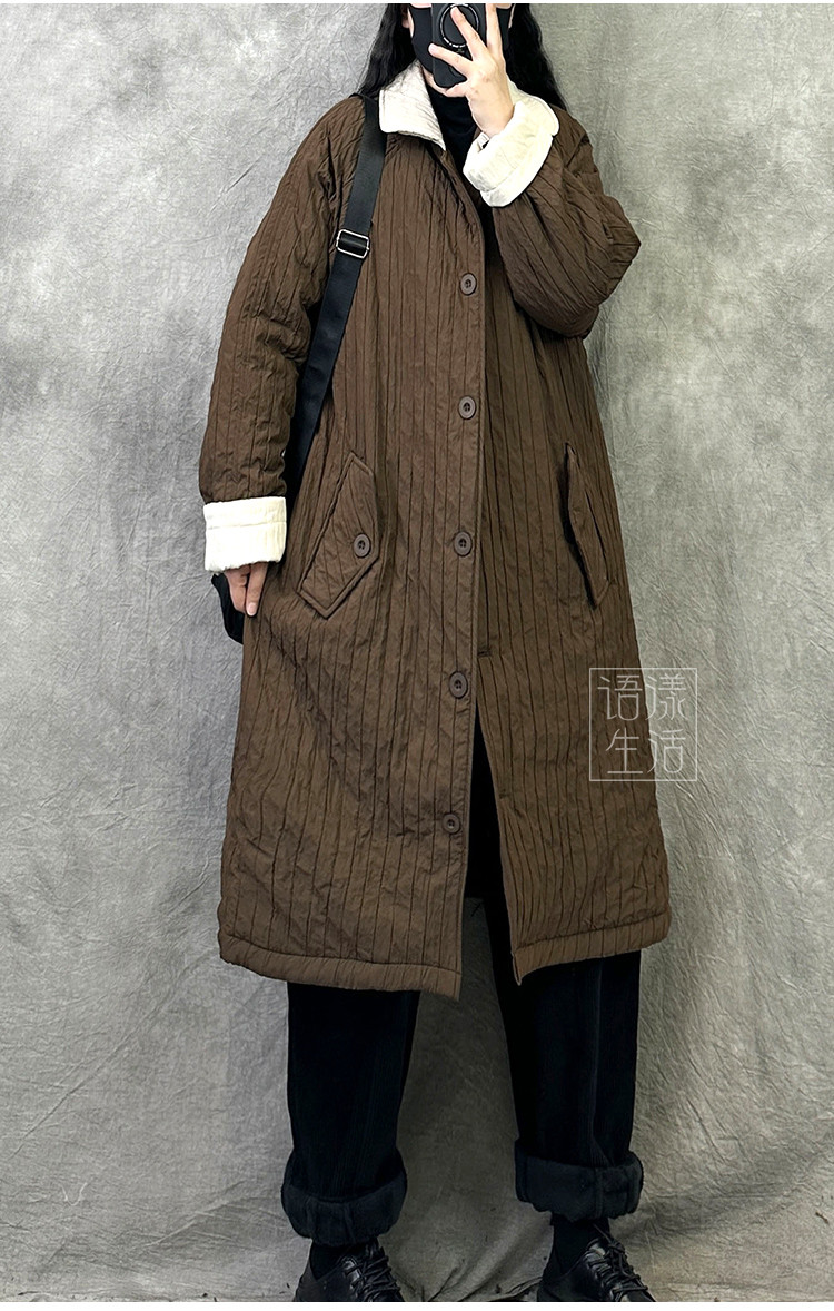 秋冬縦縞ロングコットン 大きいサイズのレジャー保温